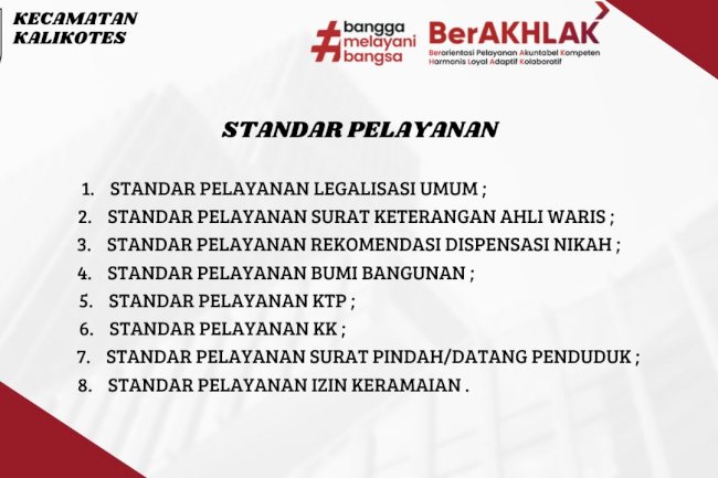Standar Pelayanan Kecamatan Kalikotes