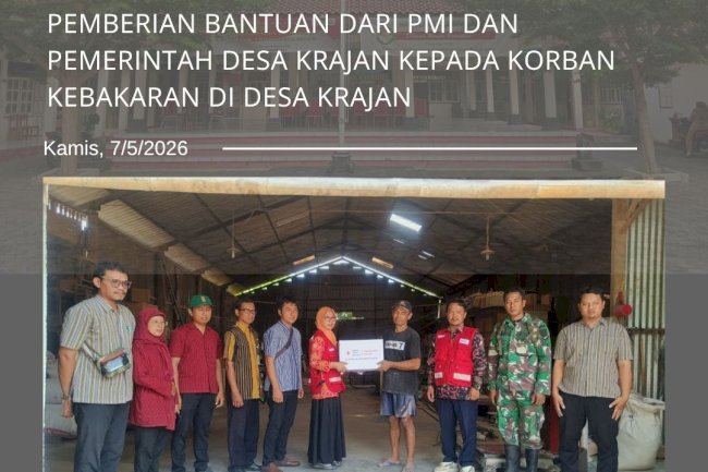 Pemberian bantuan dari PMI Kabupaten Klaten dan Pemerintah Desa Krajan kepada korban kebakaran di Desa Krajan