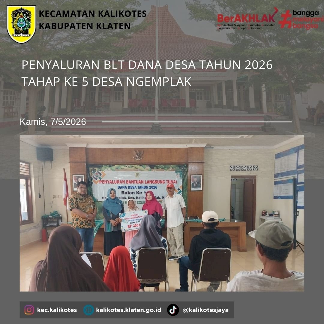 Penyaluran bantuan langsung tunai dana desa tahun 2026 bulan ke 5 Desa Ngemplak