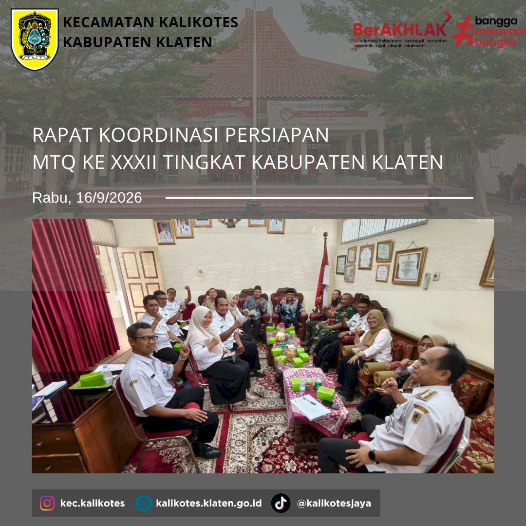 Rakor Persiapan MTQ ke XXXII Tingkat Kabupaten Klaten