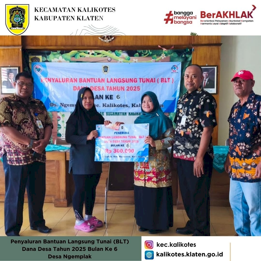 Penyaluran Bantuan Langsung Tunai (BLT) Dana Desa Tahun 2025 Bulan Ke 6 Desa Ngemplak