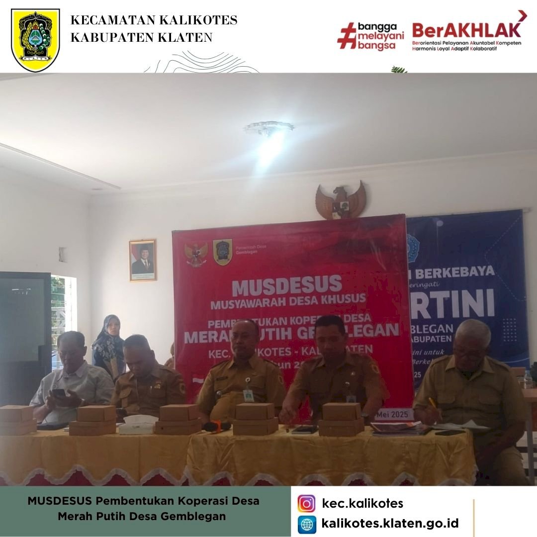MUSDESUS Pembentukan Koperasi Desa Merah Putih Desa Gemblegan