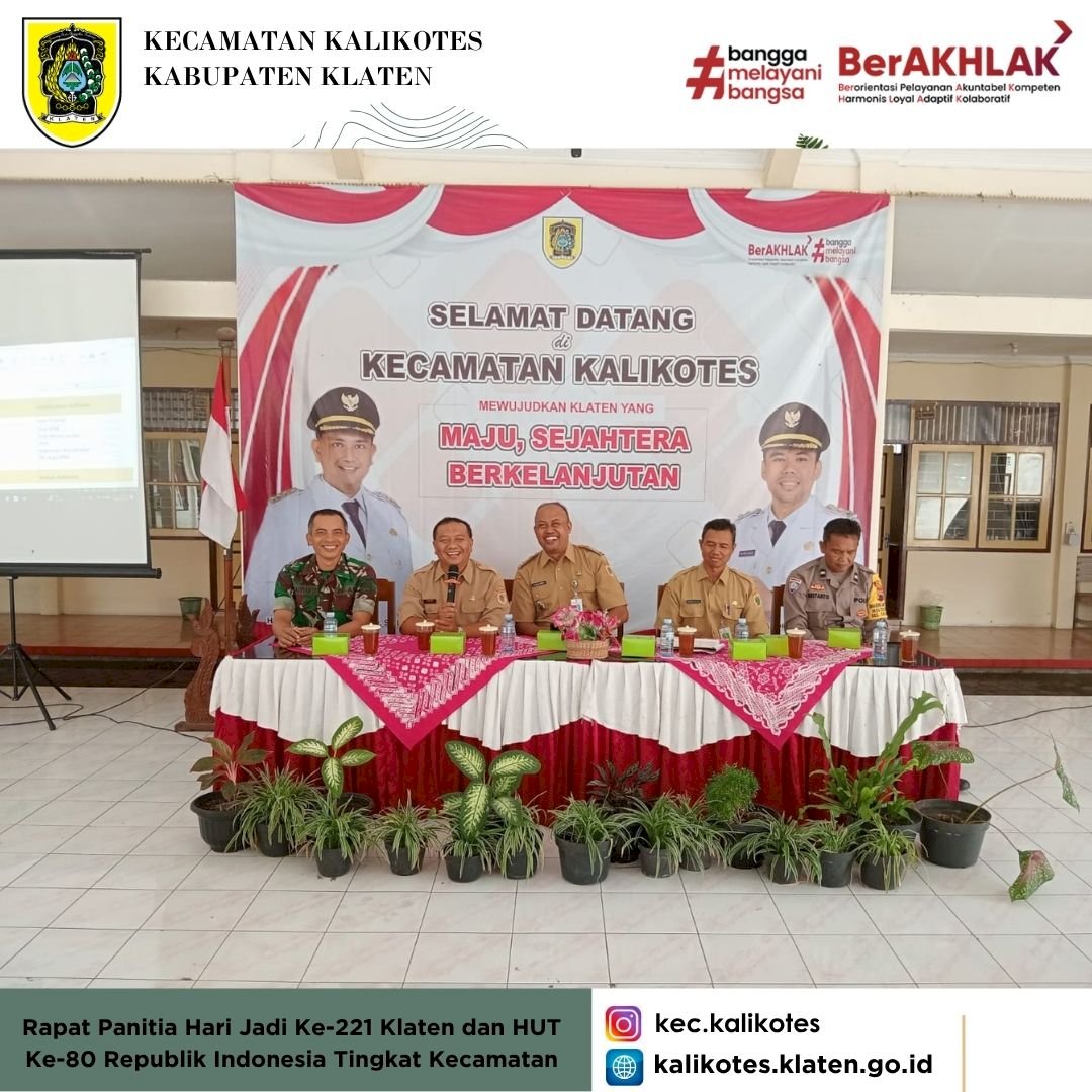 Rapat Panitia Hari Jadi Ke-221 Klaten dan HUT Ke-80 Republik Indonesia Tingkat Kecamatan