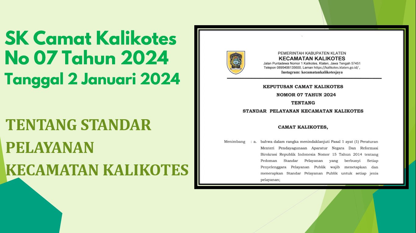 Standar Pelayanan Kecamatan Kalikotes
