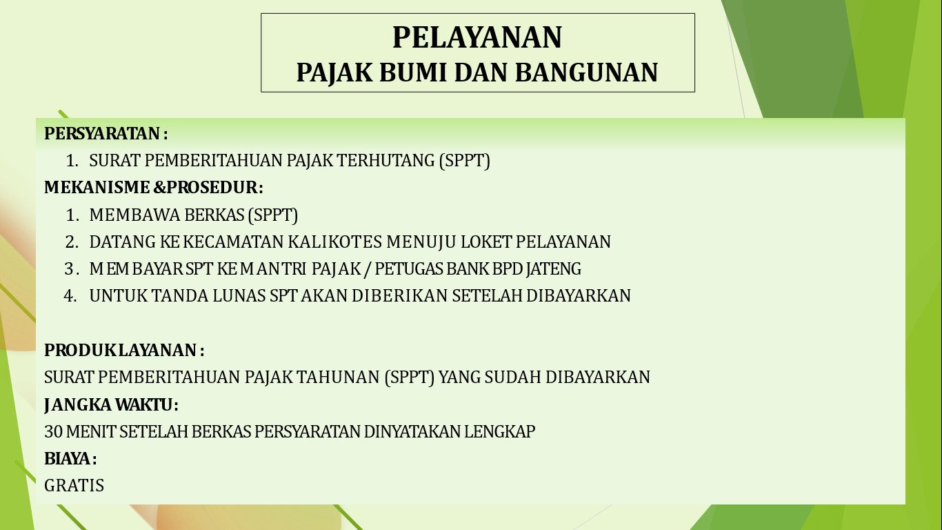 Standar Pelayanan Kecamatan Kalikotes