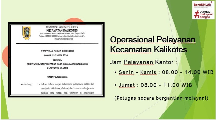 Jam Pelayanan Kecamatan Kalikotes