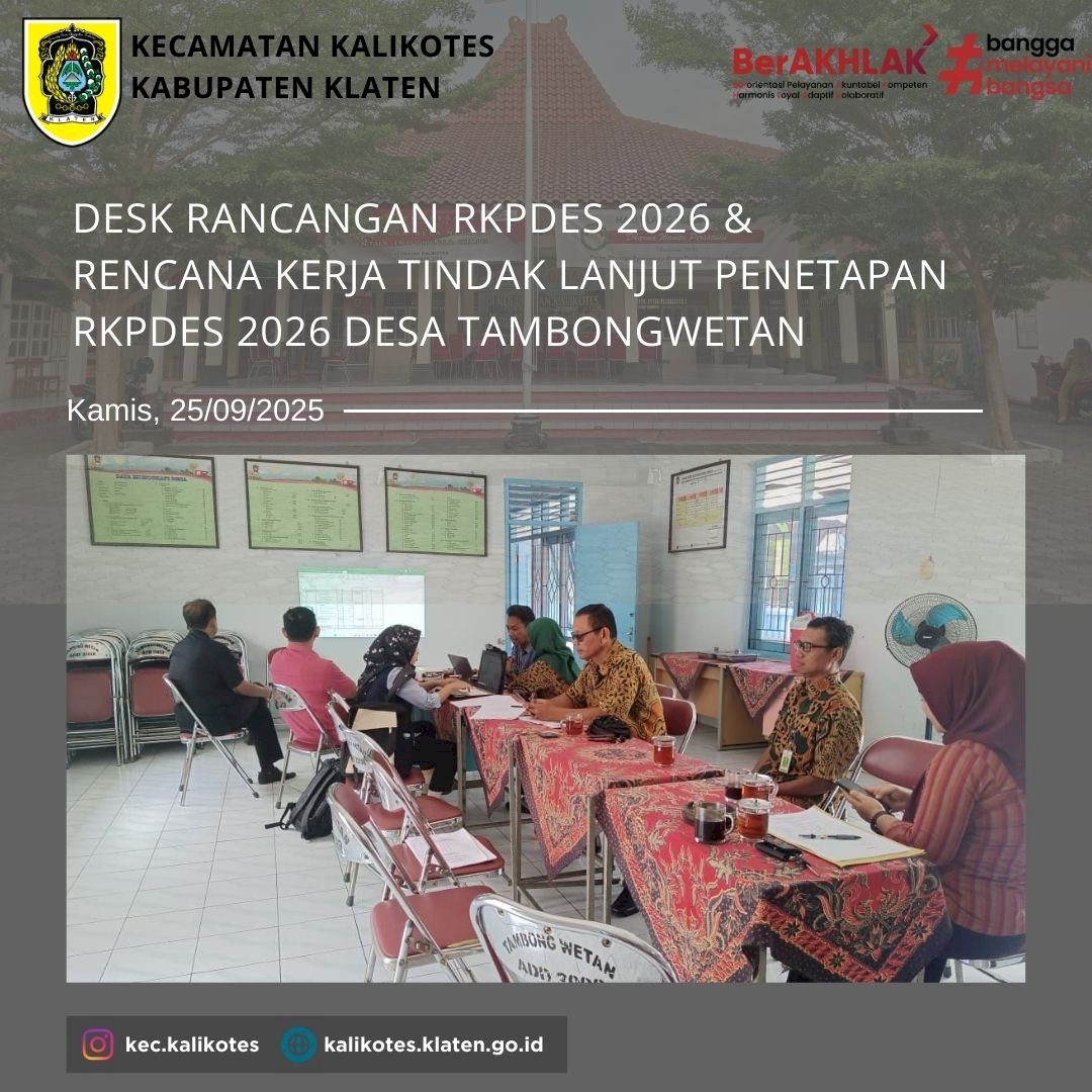 Desk Rancangan RKPDES 2026 & Rencana Kerja Tindak Lanjut Penetapan RKPDES 2026 Desa Tambongwetan