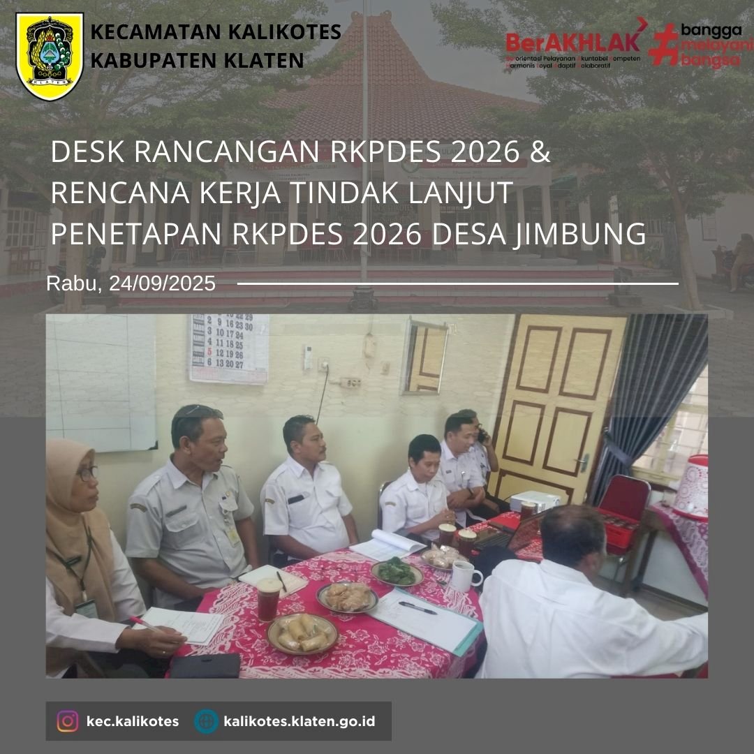Desk Rancangan RKPDES 2026 & Rencana Kerja Tindak Lanjut Penetapan RKPDES 2026 Desa Jimbung