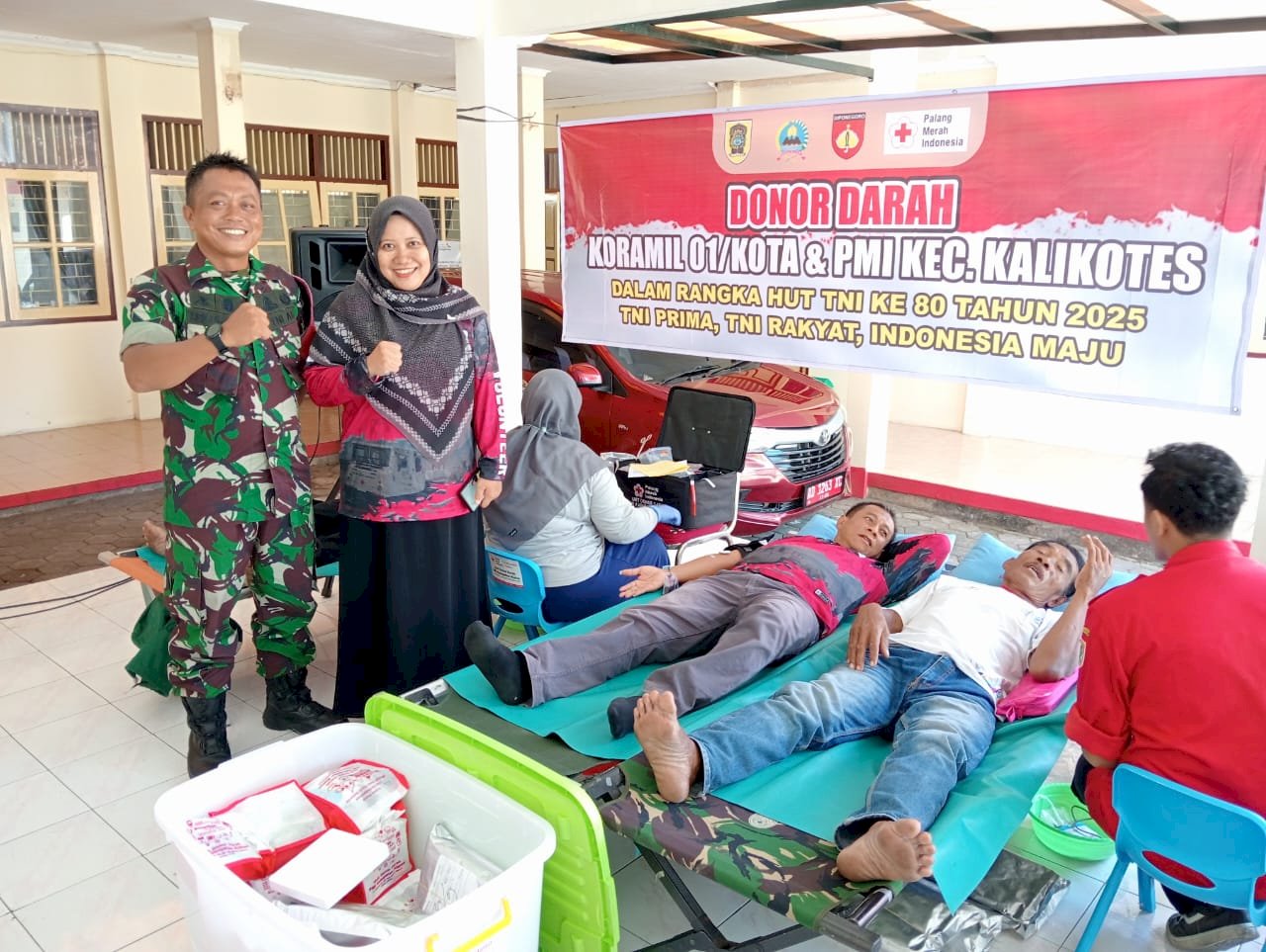 Donor darah Koramil 01 kota & PMI Kec. Kalikotes dalam rangka HUT TNI ke 80 Tahun 2025