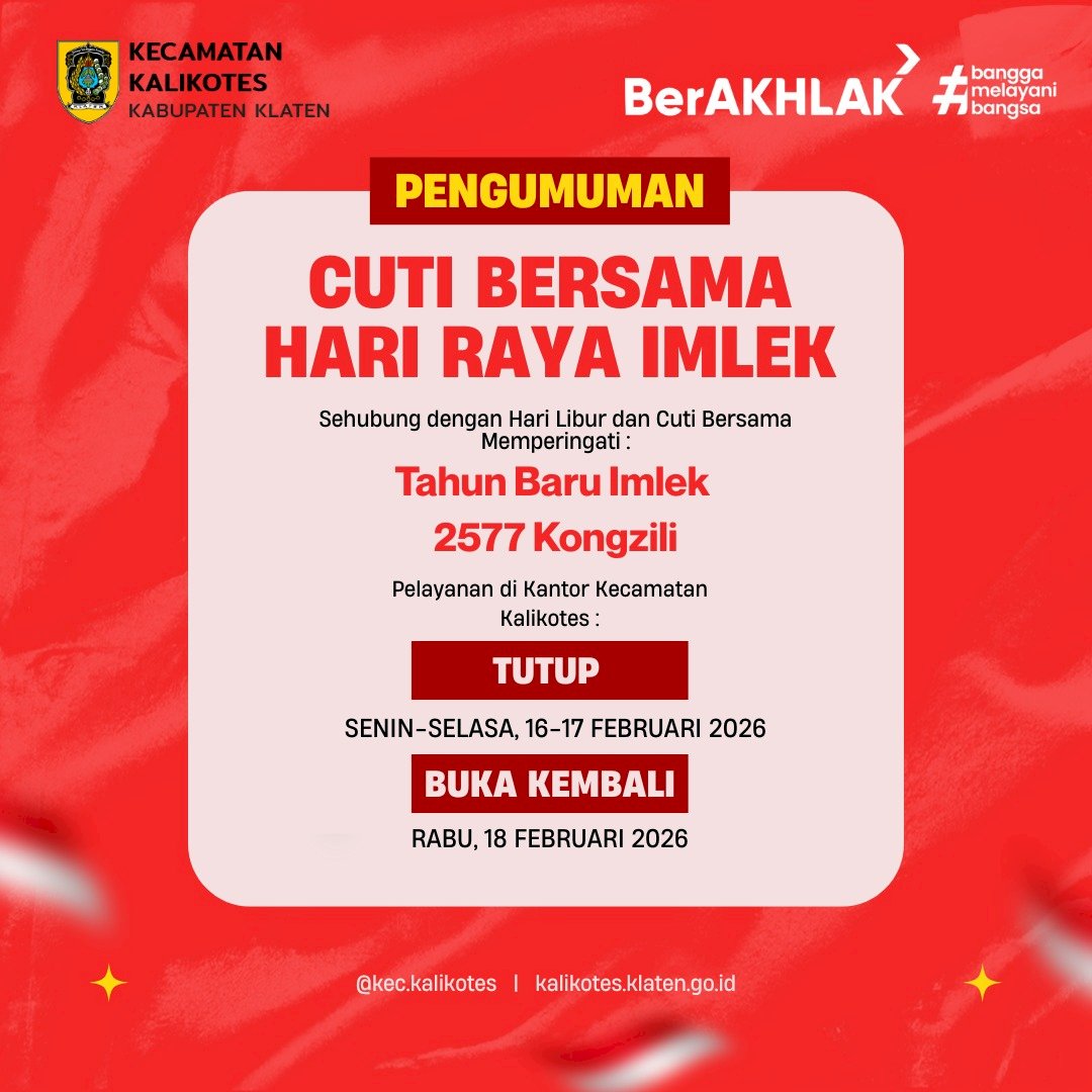 Pengumuman Cuti Bersama Hari Raya Imlek
