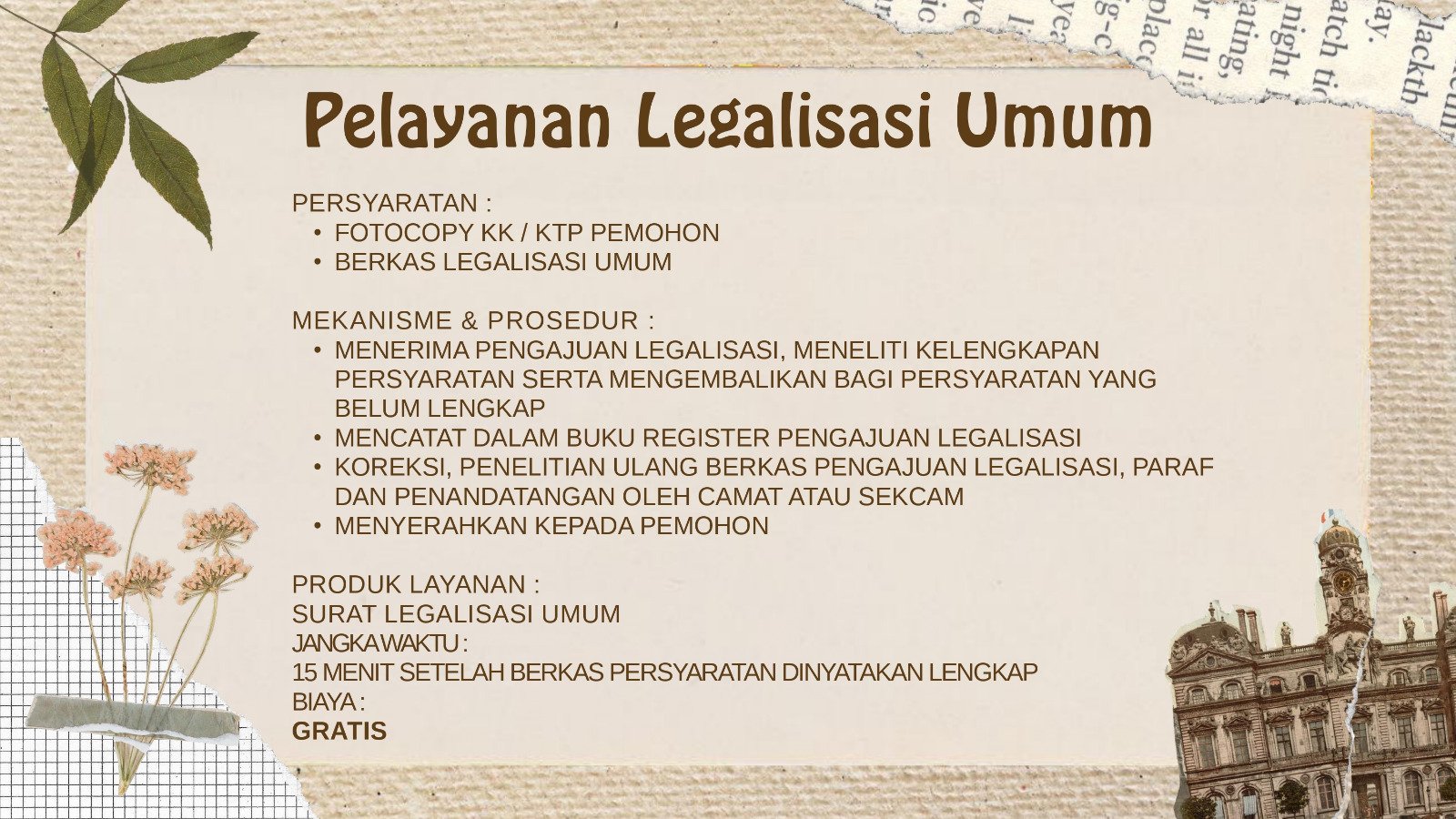 Standar Pelayanan Kecamatan Kalikotes
